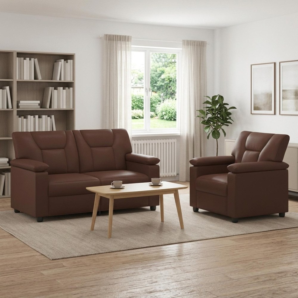 vidaXL Soffset 2 st Brun Konstläder