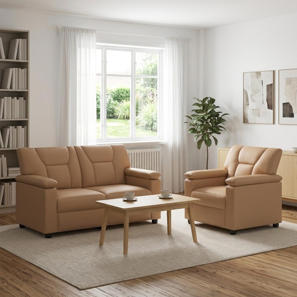 vidaXL Soffset 2 st Cappuccino Konstläder