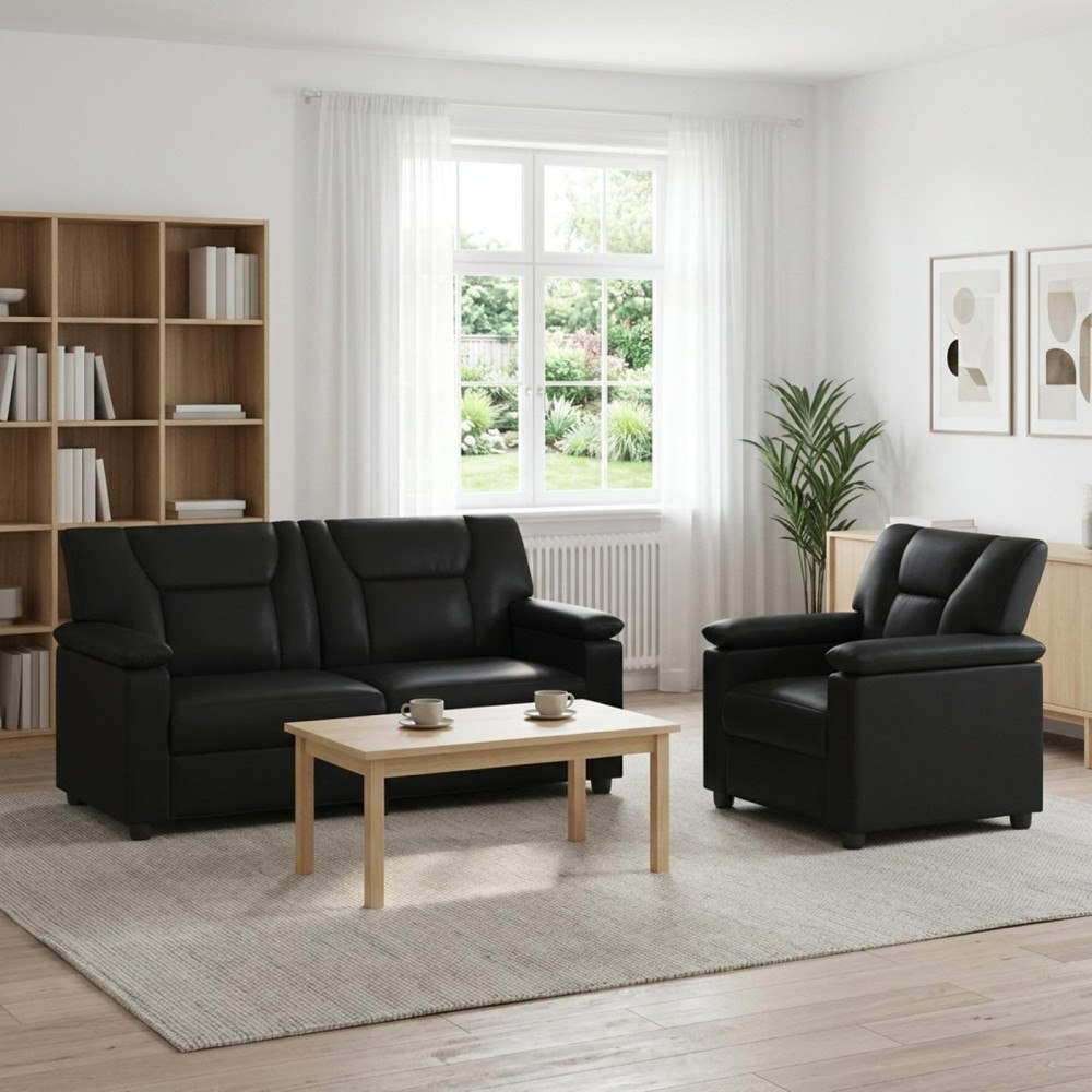vidaXL Soffset 2 st Svart Konstläder