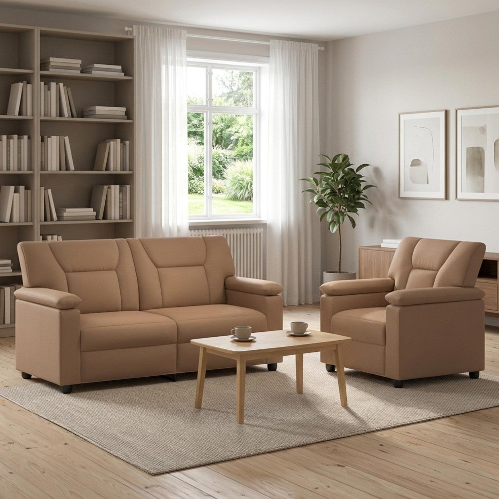 vidaXL Soffset 2 st Cappuccino Konstläder