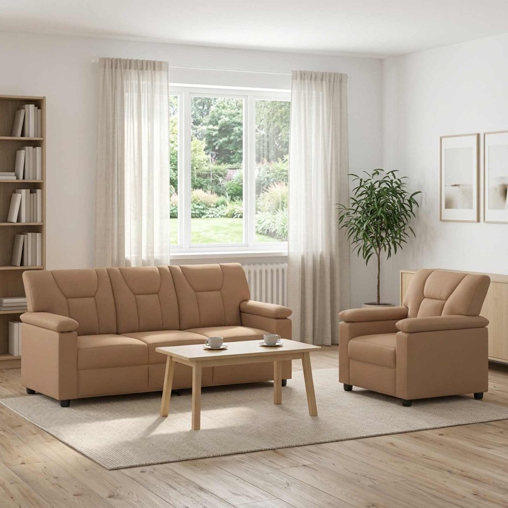 vidaXL Soffset 2 st Cappuccino Konstläder