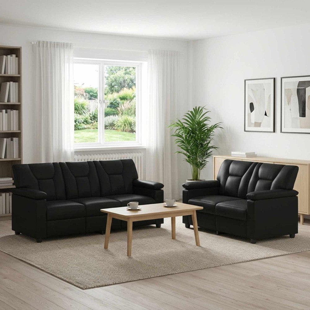 vidaXL Soffset 2 st Svart Konstläder