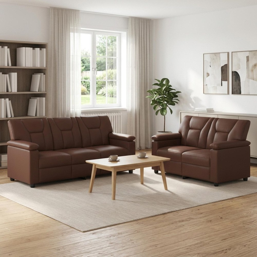 vidaXL Soffset 2 st Brun Konstläder