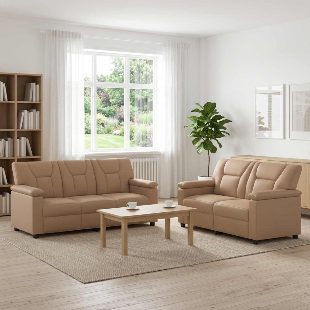 vidaXL Soffset 2 st Cappuccino Konstläder