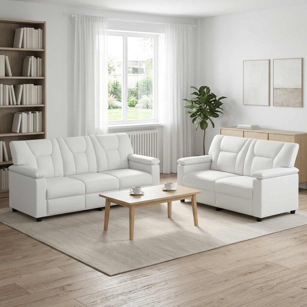 vidaXL Soffset 2 st Vit Konstläder