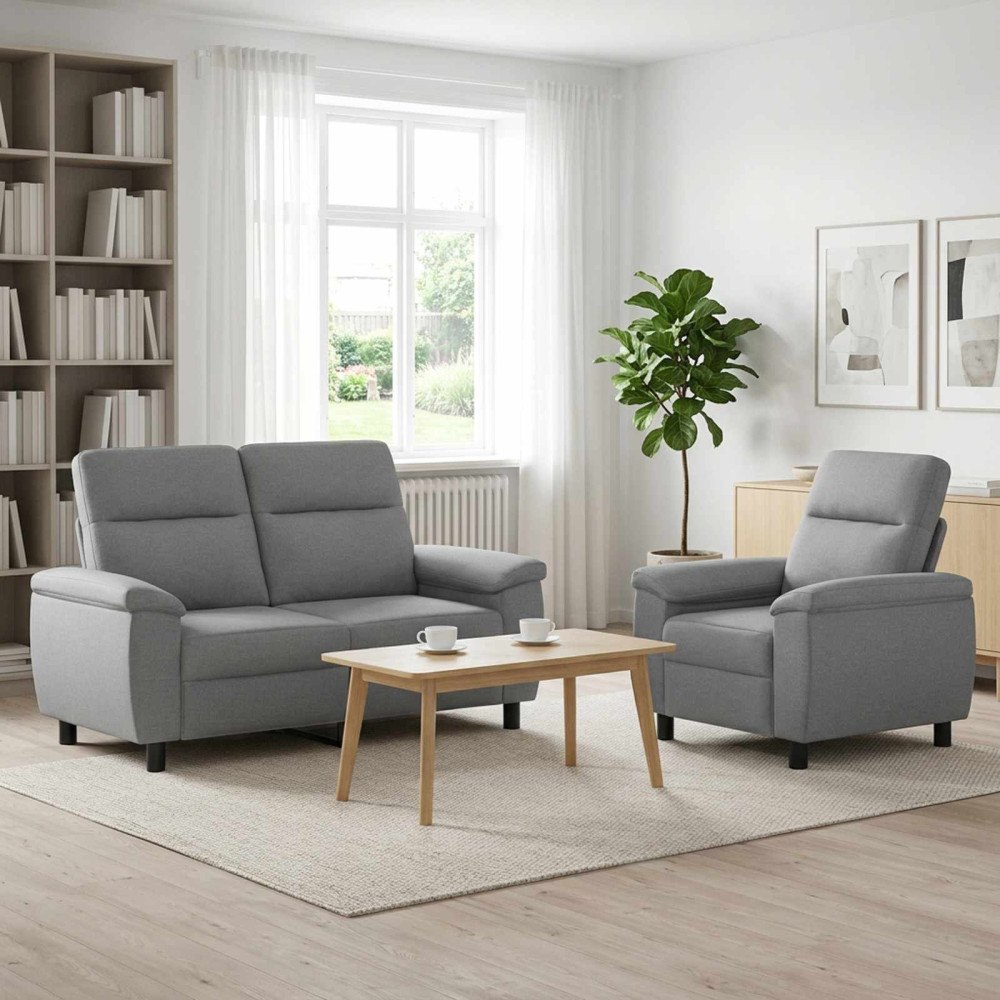 vidaXL Soffset 2 st Ljusgrå Tyg