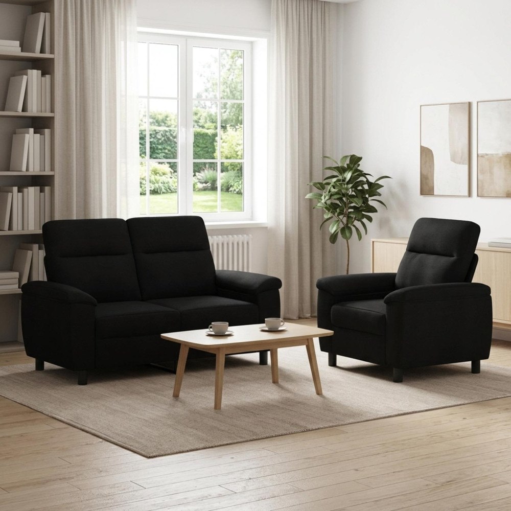 vidaXL Soffset 2 st Svart Tyg