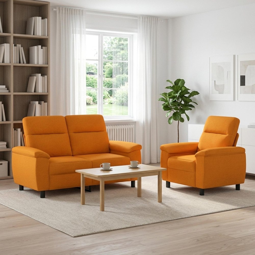 vidaXL Soffset 2 st 3-sits Mörkgul 158 x 90 x 95 cm Tyg