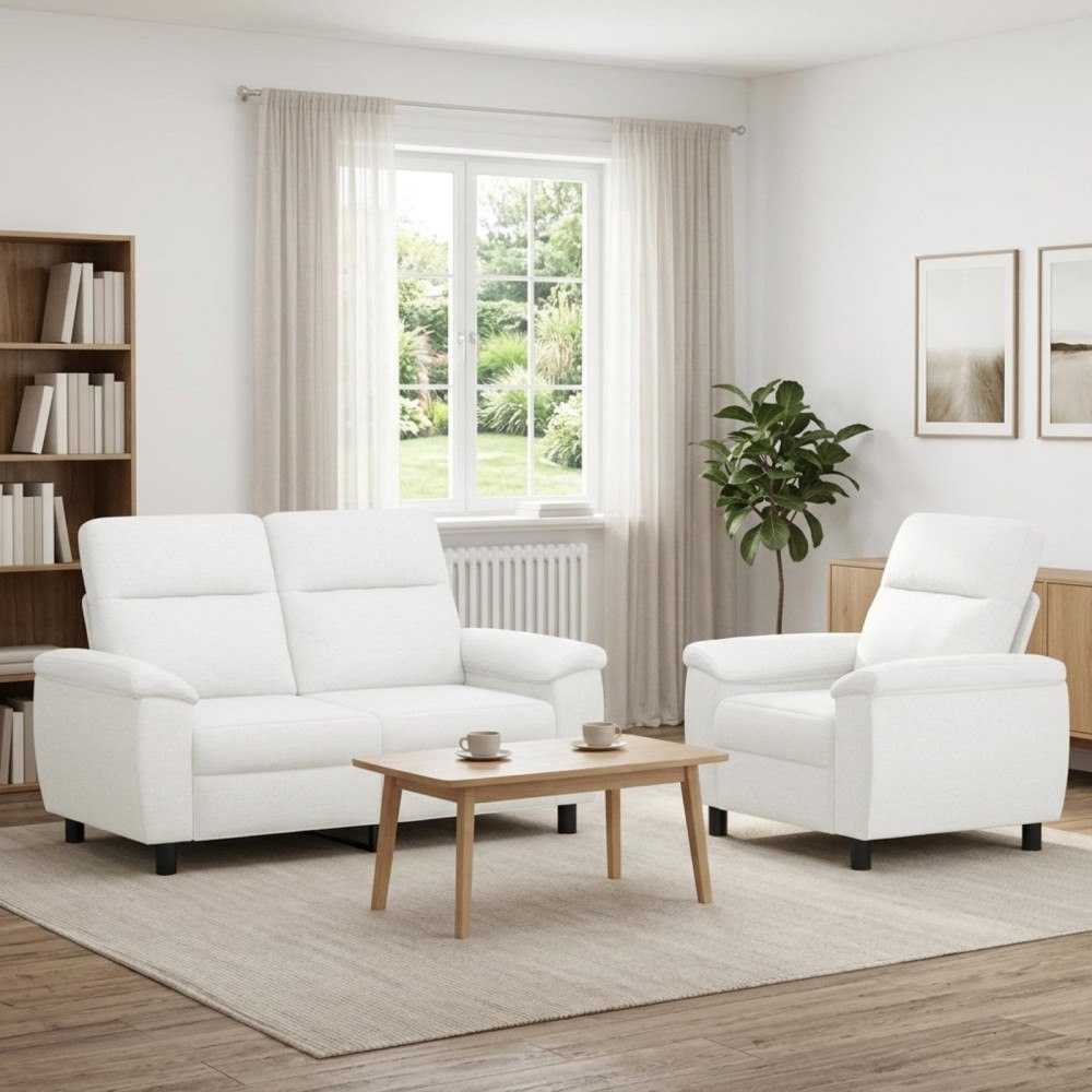 vidaXL Soffset 2 st Vit Tyg
