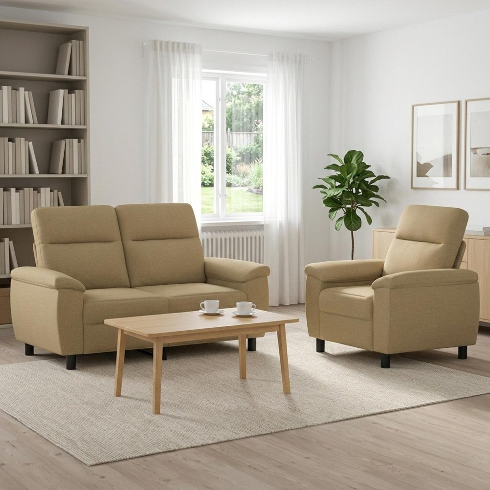 vidaXL Soffset 2 st Ljusbrun Tyg