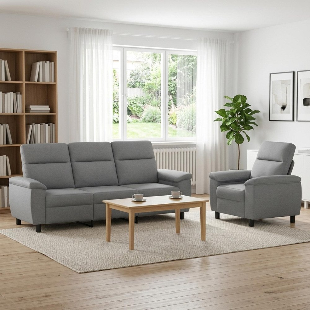 vidaXL Soffset 2 st Ljusgrå Tyg
