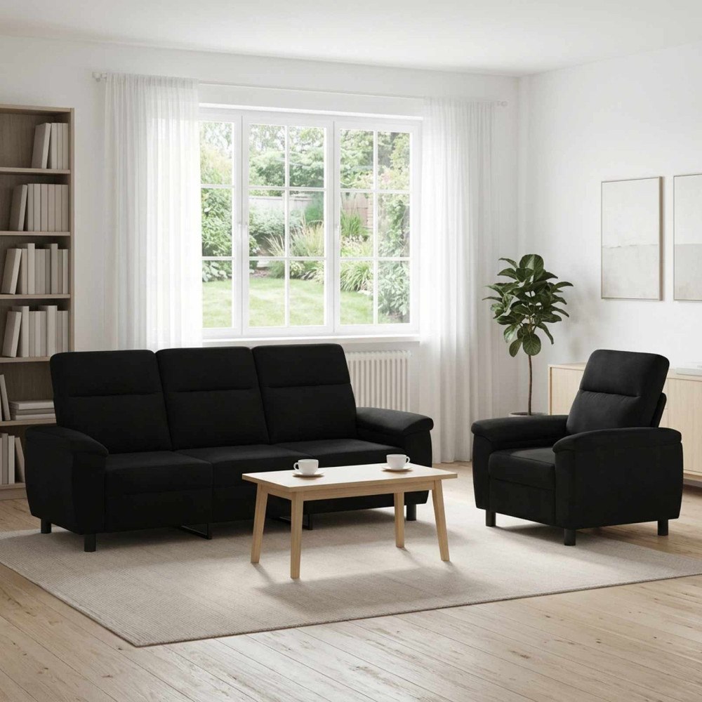 vidaXL Soffset 2 st Svart Tyg