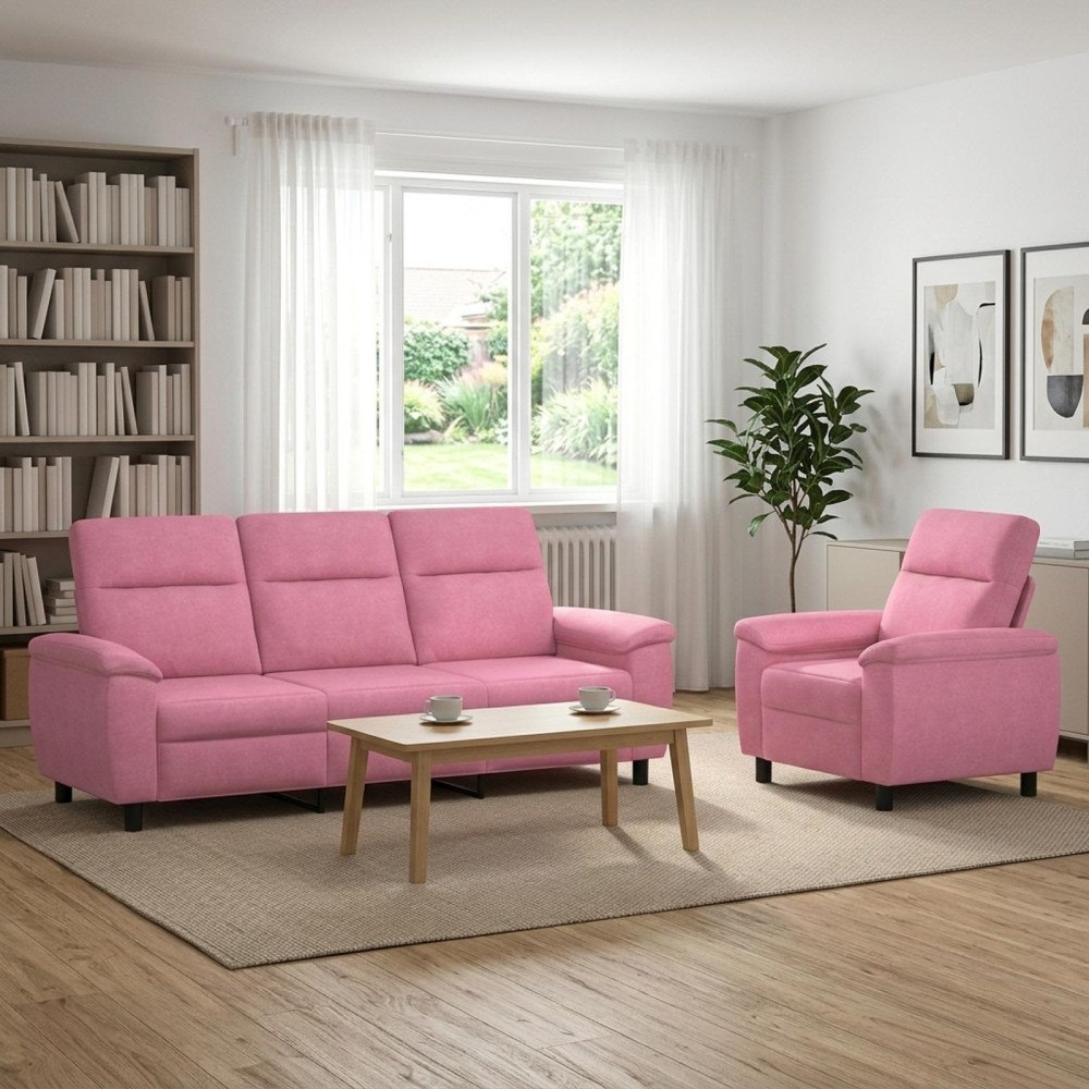 vidaXL Soffset 2 st Rosa Tyg