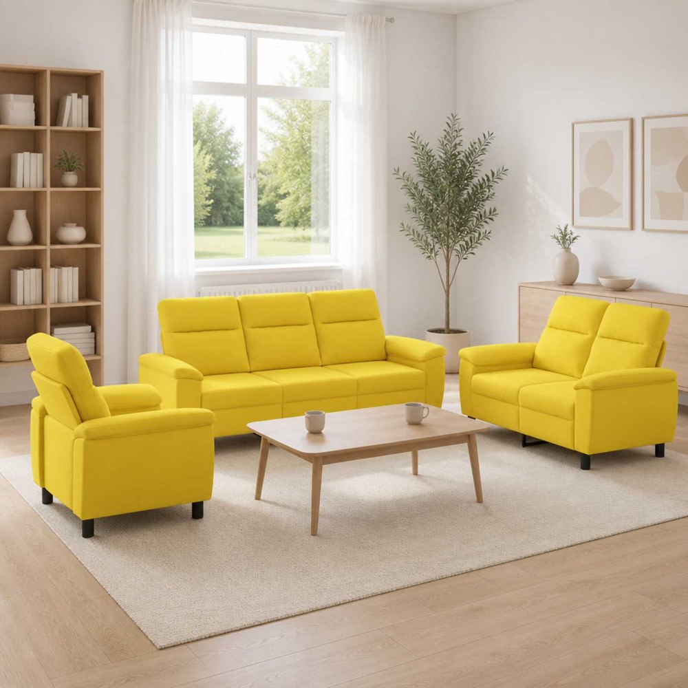 vidaXL Soffset 3 st Ljusgul Tyg
