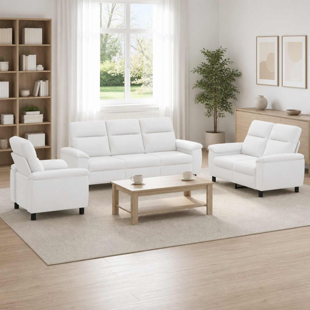 vidaXL Soffset 3 st Vit Tyg