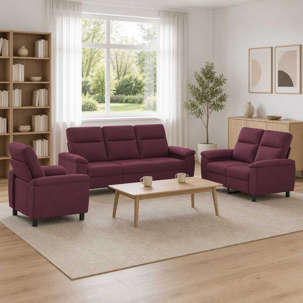 vidaXL Soffset 3 st Lila Tyg