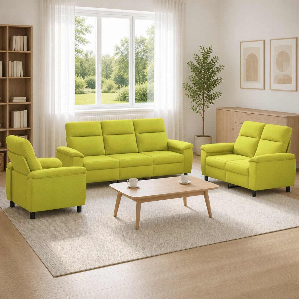 vidaXL Soffset 3 st 6-sits Ljusgrön 214 x 90 x 95 cm Tyg