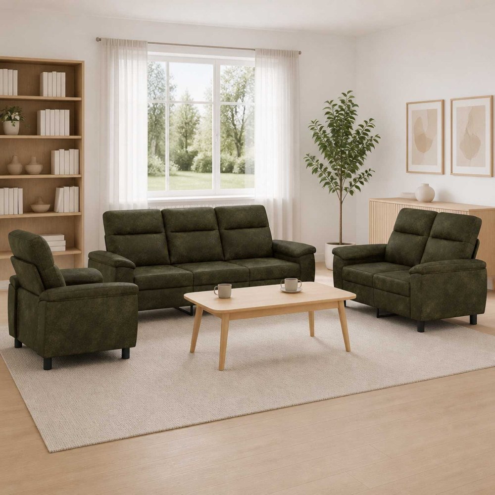 vidaXL Soffset 3 st Brun Faux Mockaläder