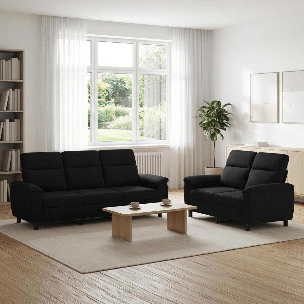 vidaXL Soffset 2 st Svart Tyg
