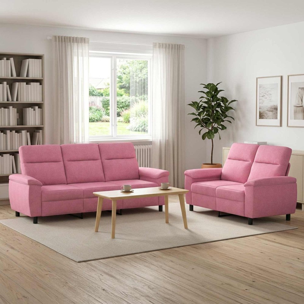 vidaXL Soffset 2 st Rosa Tyg