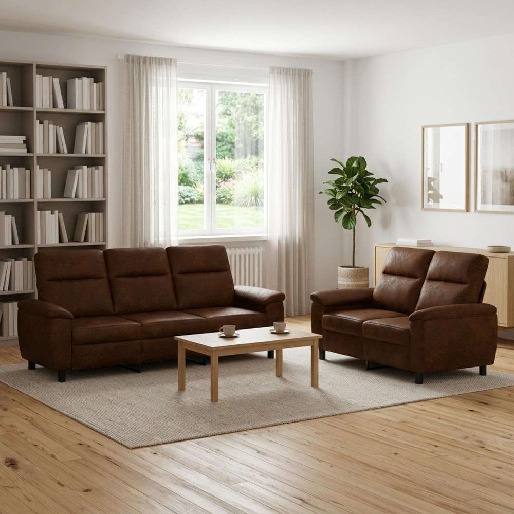 vidaXL Soffset 2 st Brun Faux Mockaläder