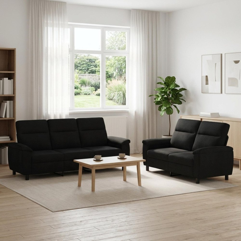 vidaXL Soffset 2 st Svart Tyg