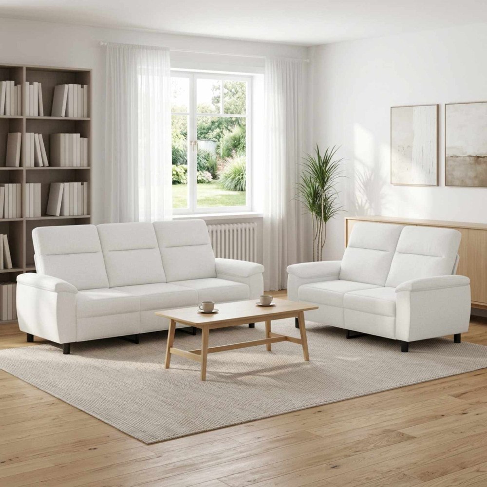vidaXL Soffset 2 st Vit Tyg