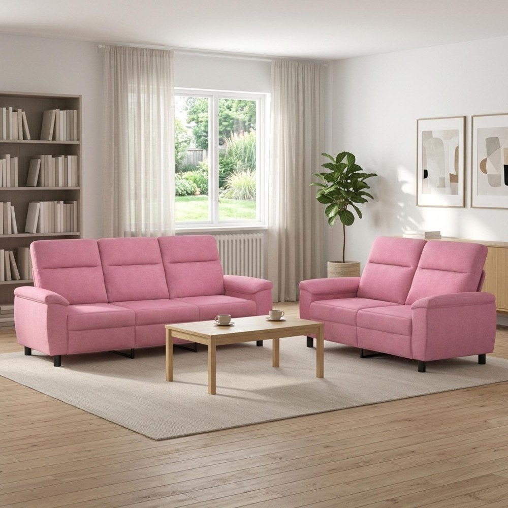 vidaXL Soffset 2 st Rosa Tyg