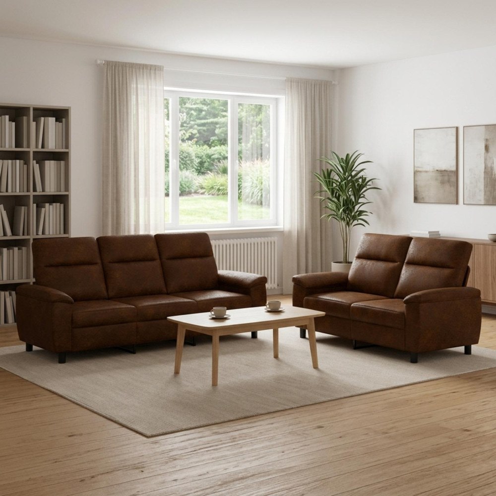 vidaXL Soffset 2 st Brun Faux Mockaläder