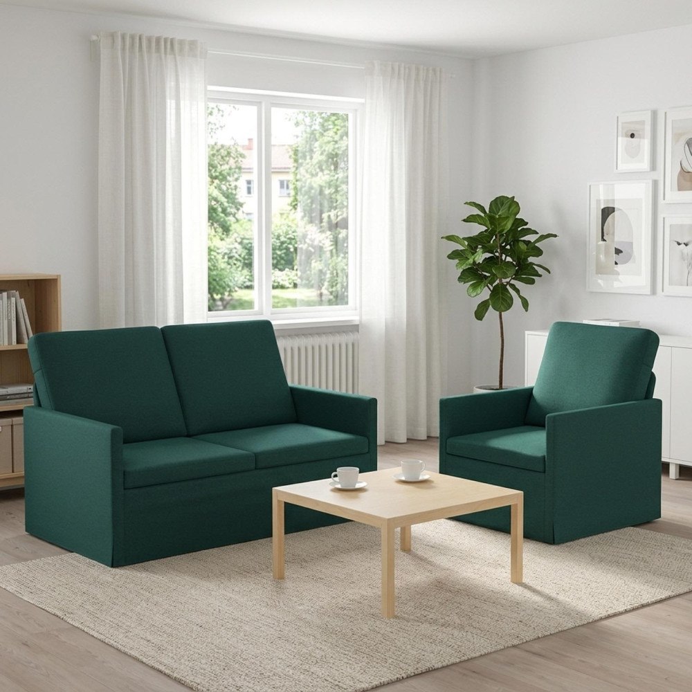 vidaXL Soffset 2 st Mörkgrön Tyg
