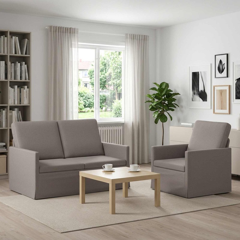 vidaXL Soffset 2 st Taupe Tyg