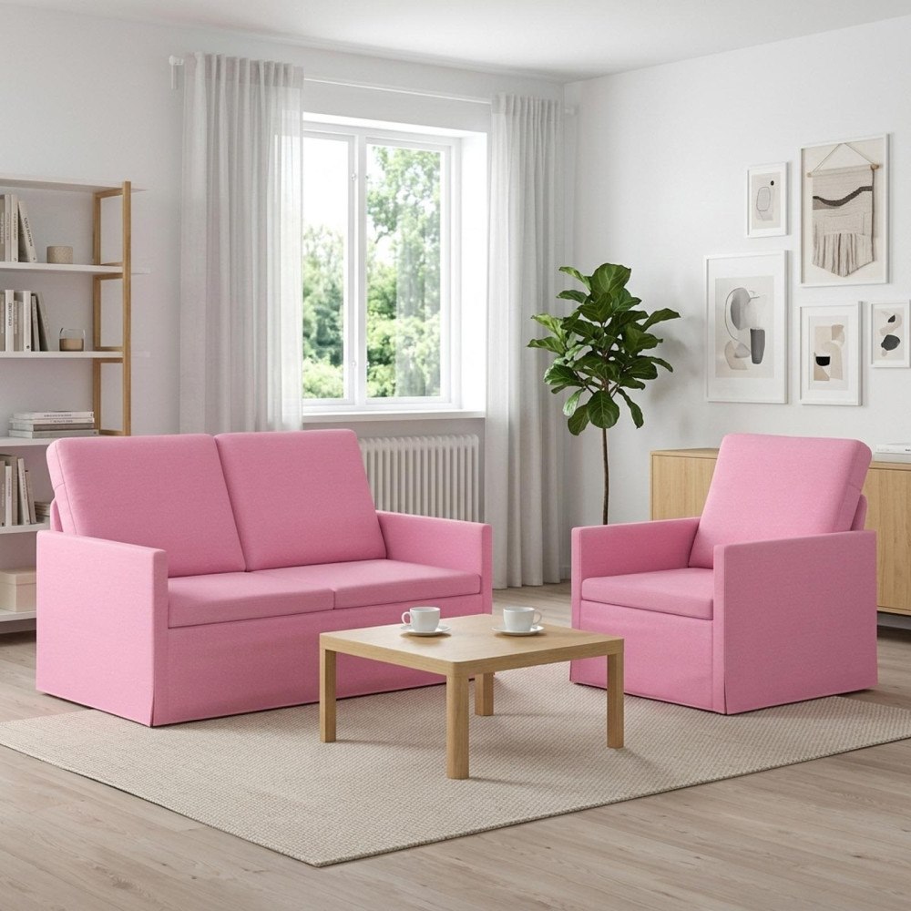 vidaXL Soffset 2 st Rosa Tyg