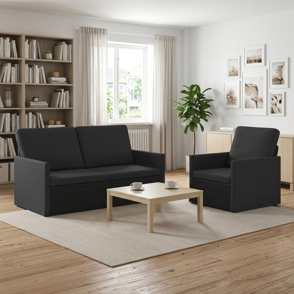 vidaXL Soffset 2 st Svart Tyg