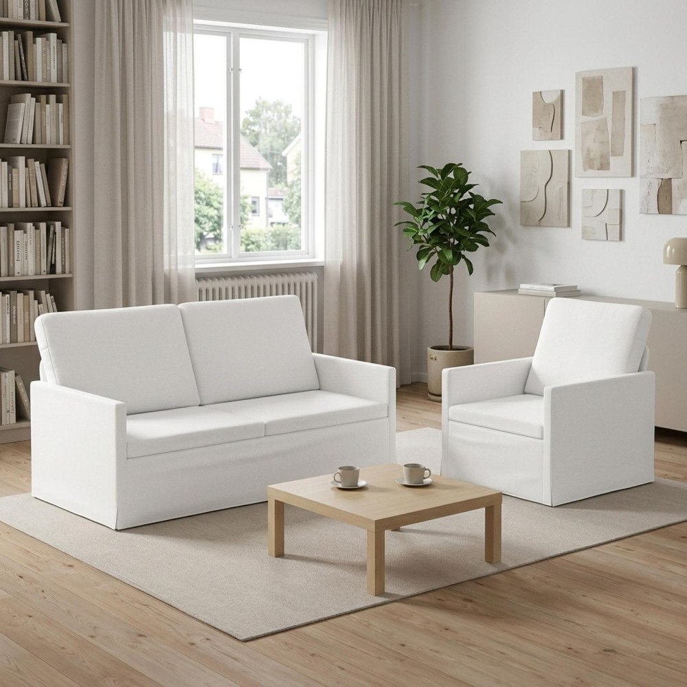 vidaXL Soffset 2 st Vit Tyg