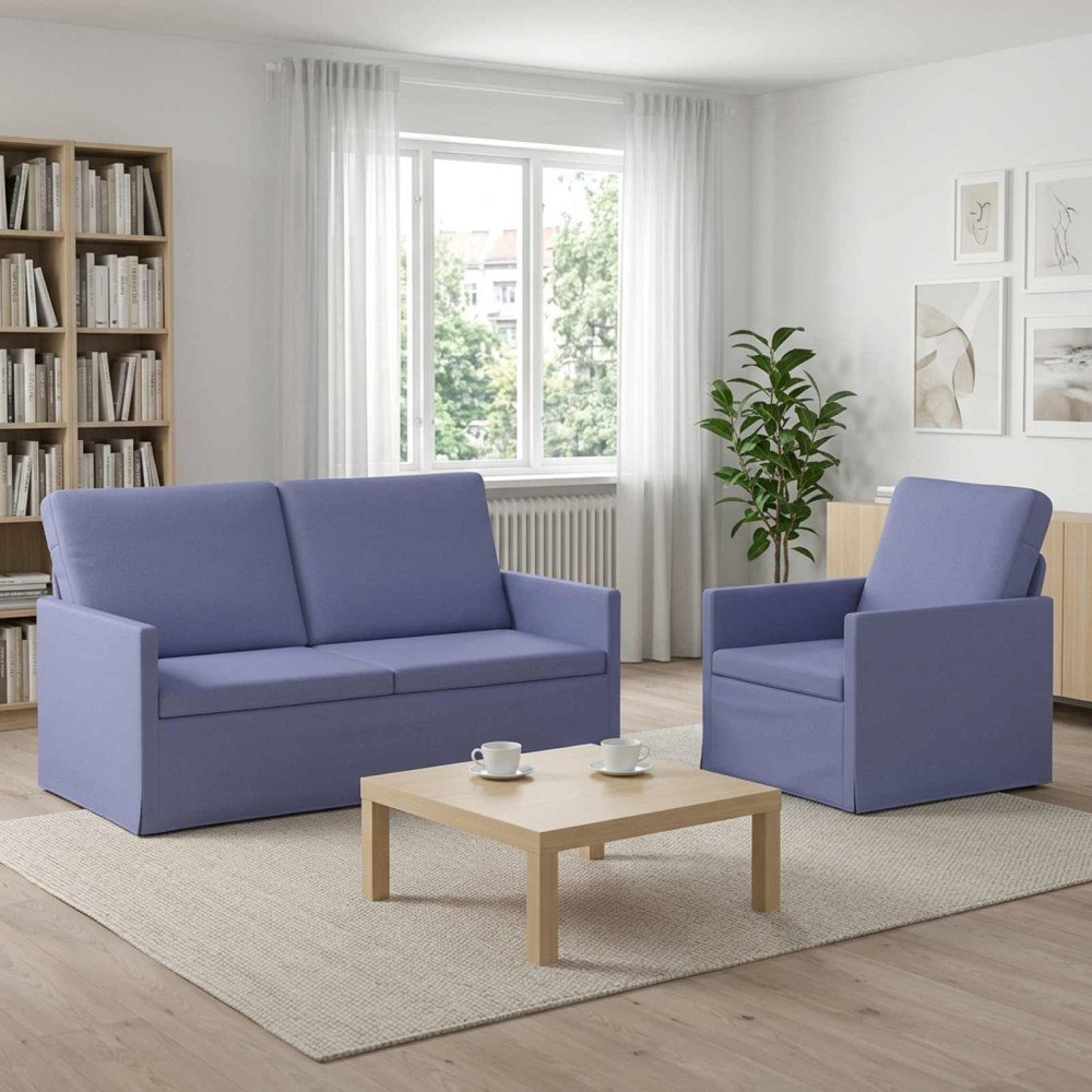 vidaXL Soffset 2 st Jeansblå Tyg