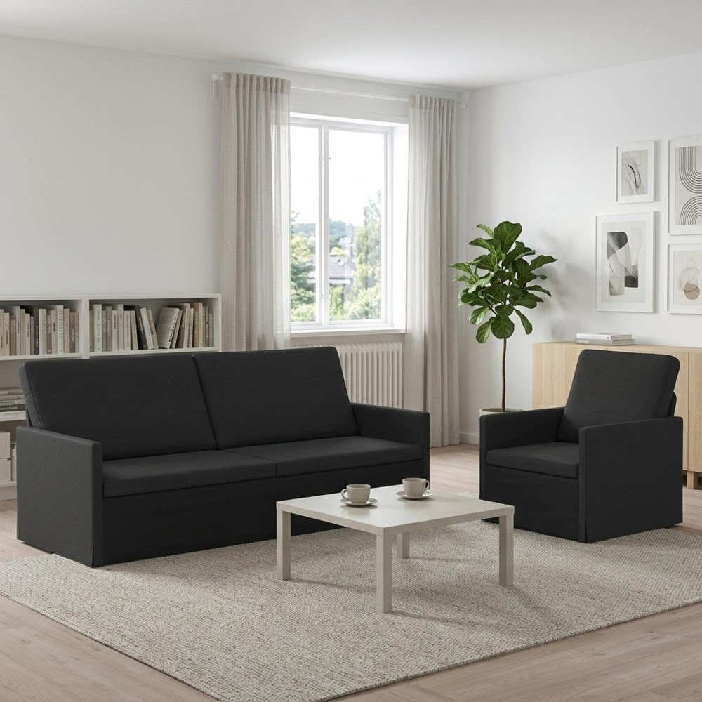 vidaXL Soffset 2 st Svart Tyg