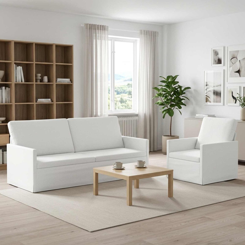 vidaXL Soffset 2 st Vit Tyg