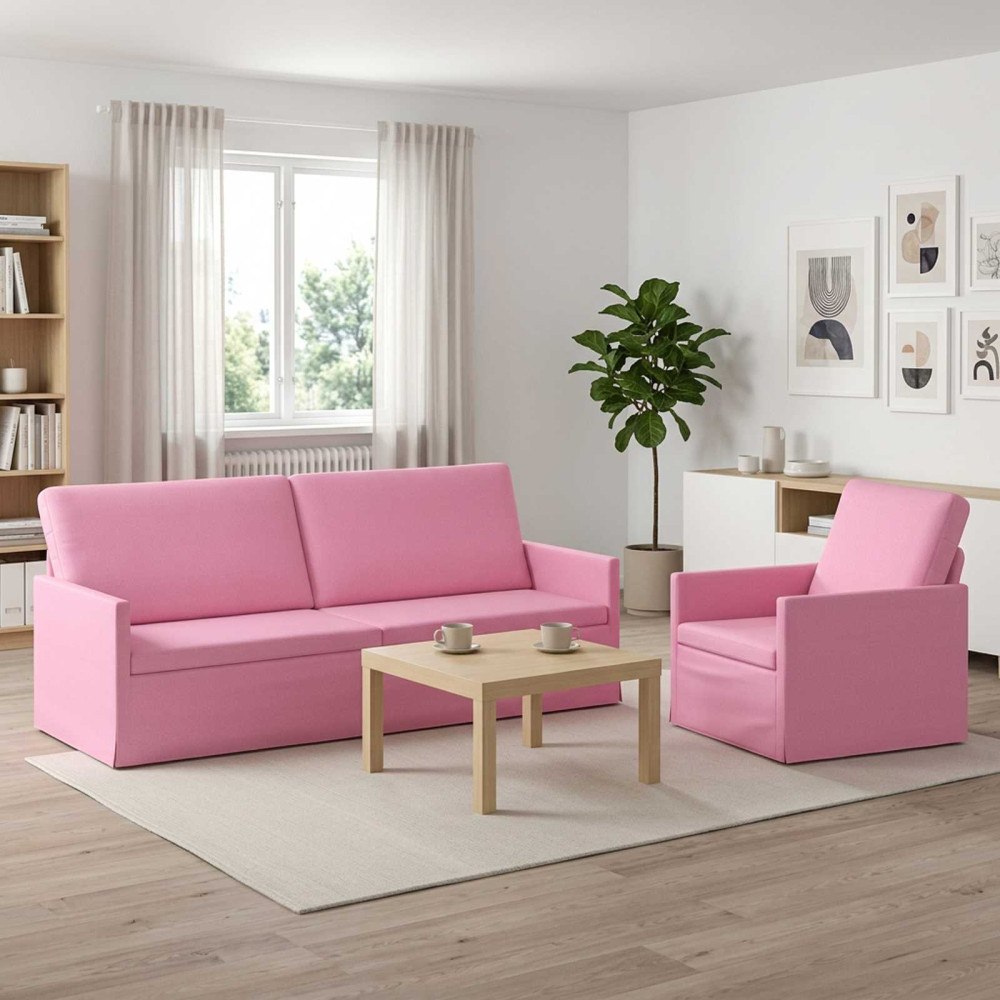 vidaXL Soffset 2 st Rosa Tyg