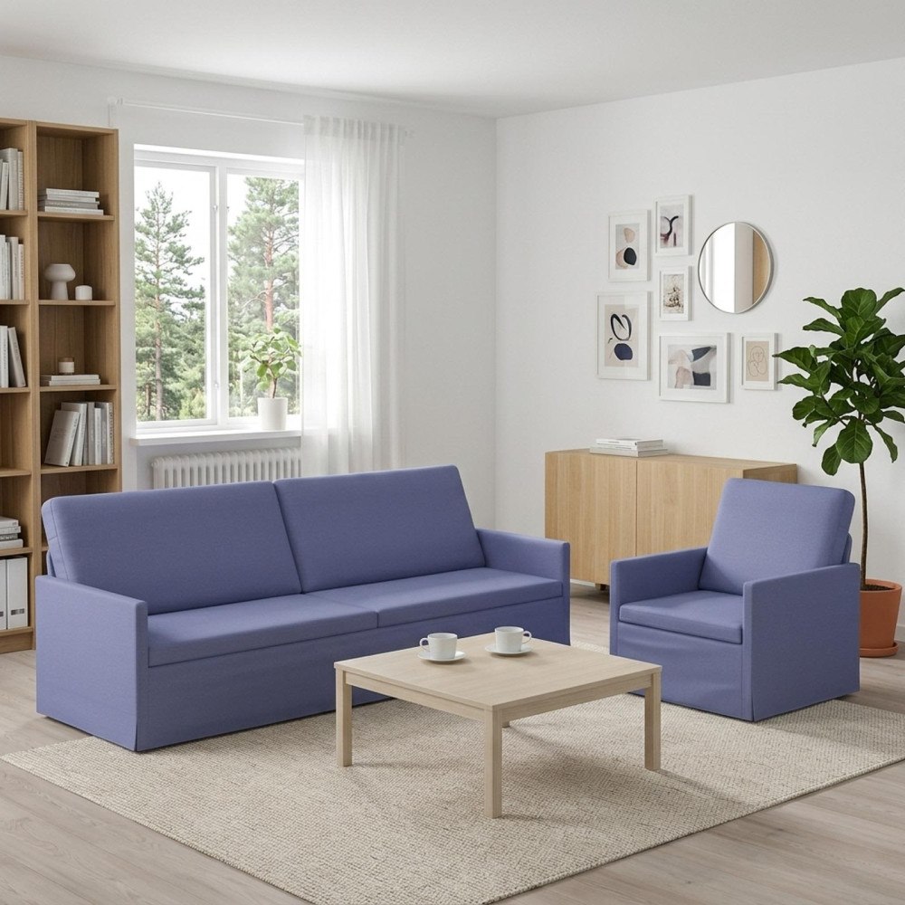vidaXL Soffset 2 st Jeansblå Tyg