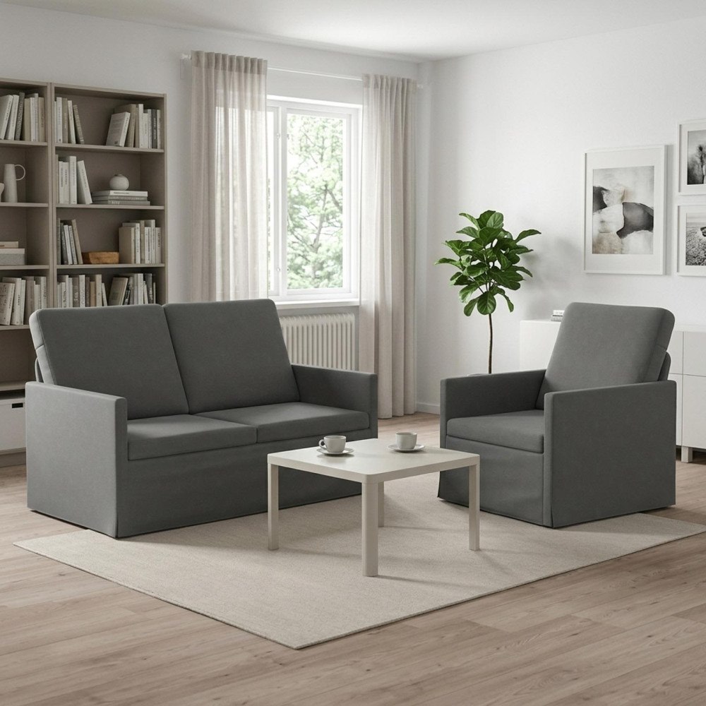 vidaXL Soffset 2 st 3-sits Mörkgrå 130 x 81 x 82 cm Sammet (V)