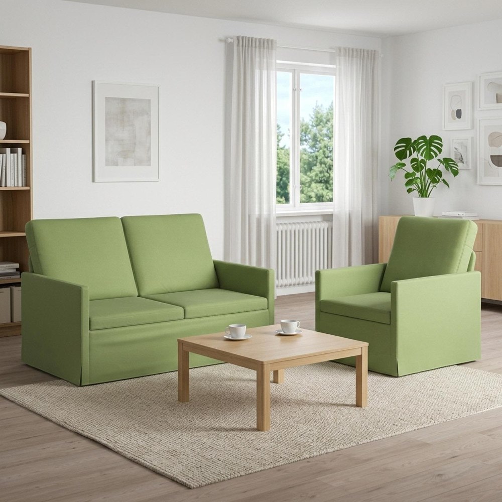 vidaXL Soffset 2 st 3-sits Ljusgrön 130 x 81 x 82 cm Sammet (V)