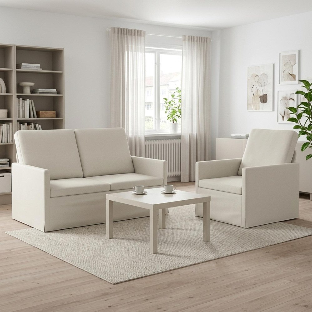 vidaXL Soffset 2 st 3-sits Gräddvit 130 x 81 x 82 cm Sammet (V)