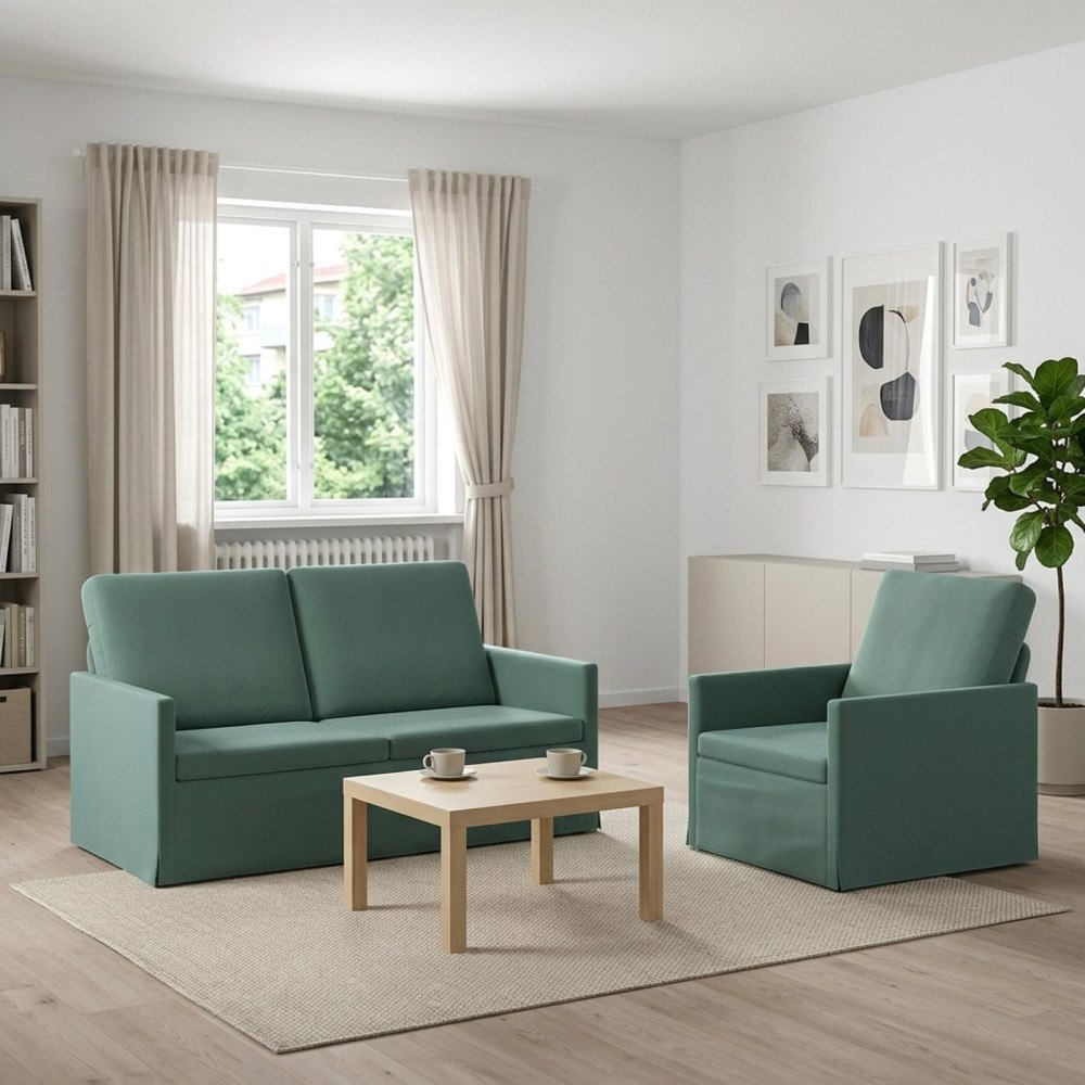 vidaXL Soffset 2 st 3-sits Havgrön 130 x 81 x 82 cm Sammet (V)