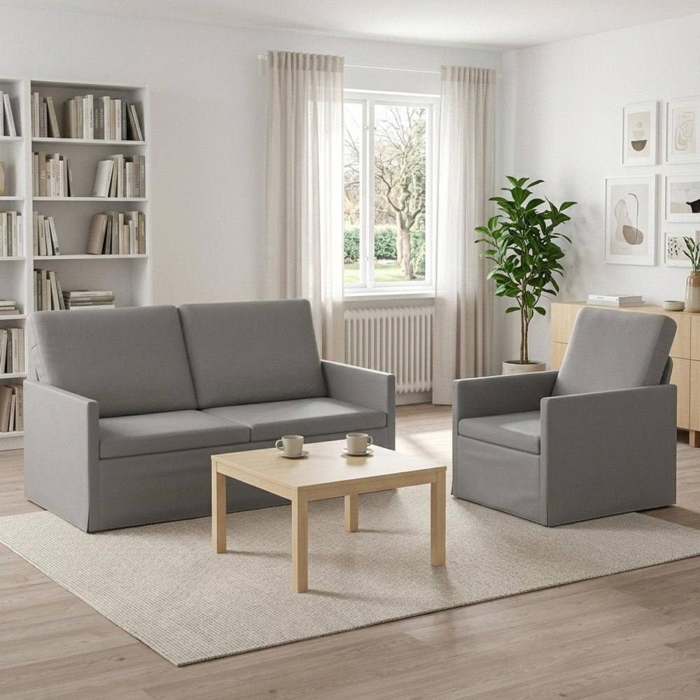 vidaXL Soffset 2 st 3-sits Ljusgrå 150 x 81 x 82 cm Sammet (V)