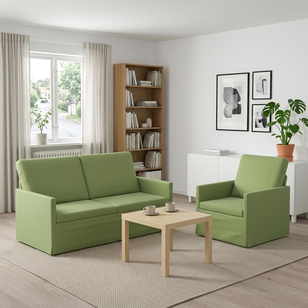 vidaXL Soffset 2 st 3-sits Ljusgrön 150 x 81 x 82 cm Sammet (V)