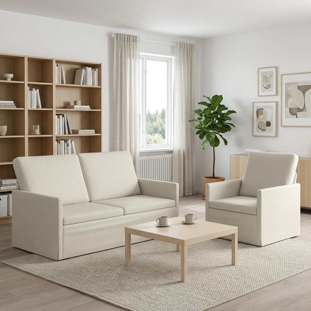 vidaXL Soffset 2 st 3-sits Gräddvit 150 x 81 x 82 cm Sammet (V)
