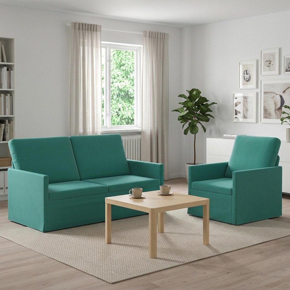 vidaXL Soffset 2 st 3-sits Turkos 150 x 81 x 82 cm Sammet (V)