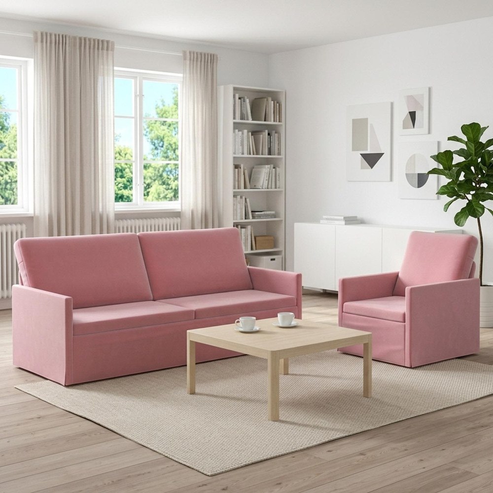 vidaXL Soffset 2 st 4-sits Rosa 190 x 81 x 82 cm Sammet (V)