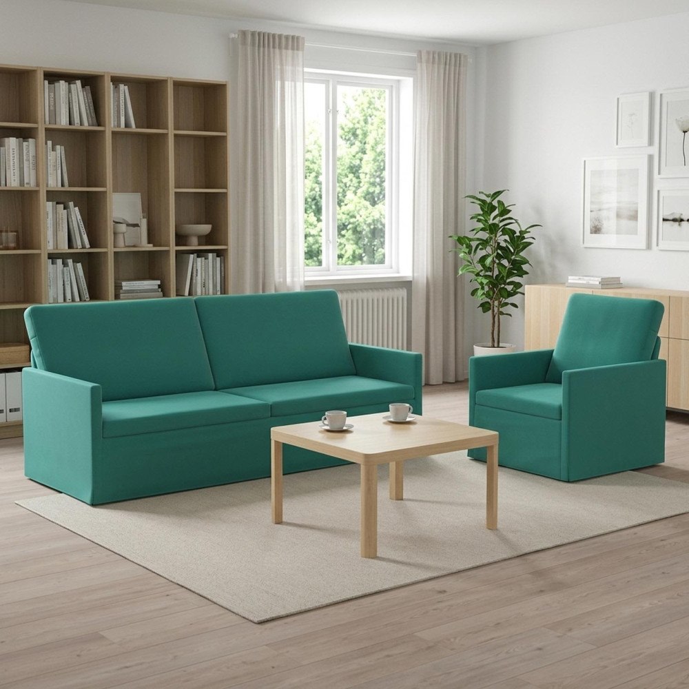 vidaXL Soffset 2 st 4-sits Turkos 190 x 81 x 82 cm Sammet (V)