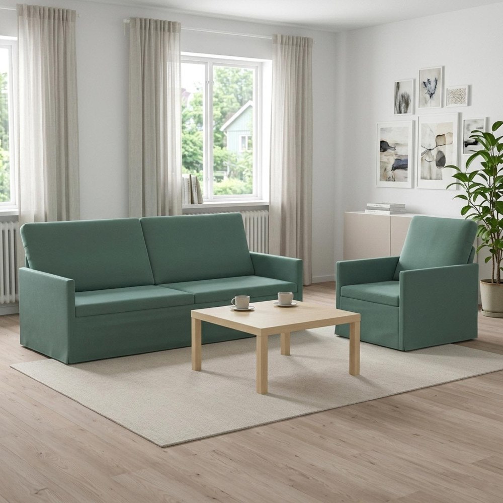 vidaXL Soffset 2 st 4-sits Havgrön 190 x 81 x 82 cm Sammet (V)